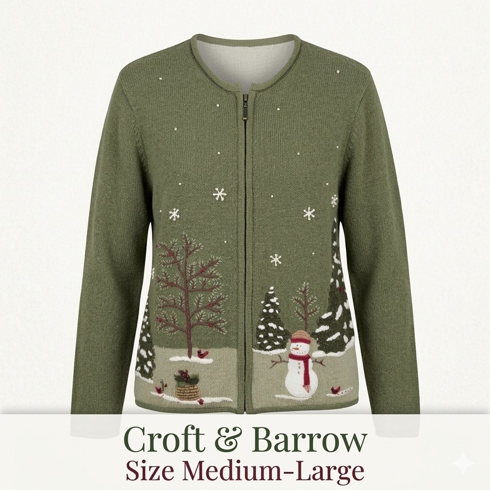 ✨ VINTAGE Y2K Croft & Barrow Winter Wonderland Cardigan ✨
